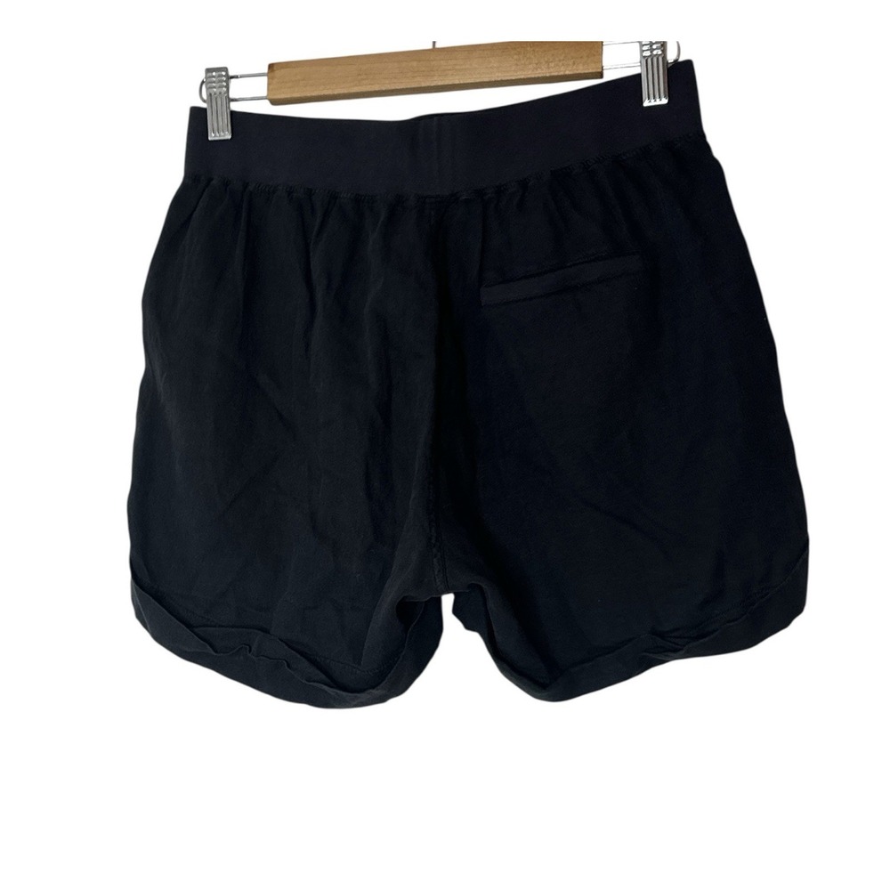 Faherty  Linen Blend Shorts Elastic Waist‎ Pull On Women's Medium Black Pockets - Picture 2 of 8